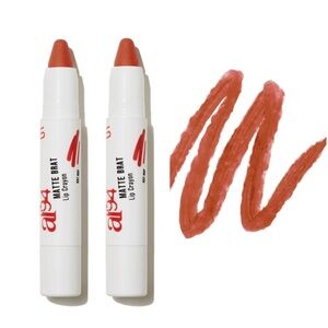 NEW 2x af94 Matte Brat Long Lasting Lip Crayon in Kat Nap Full Size